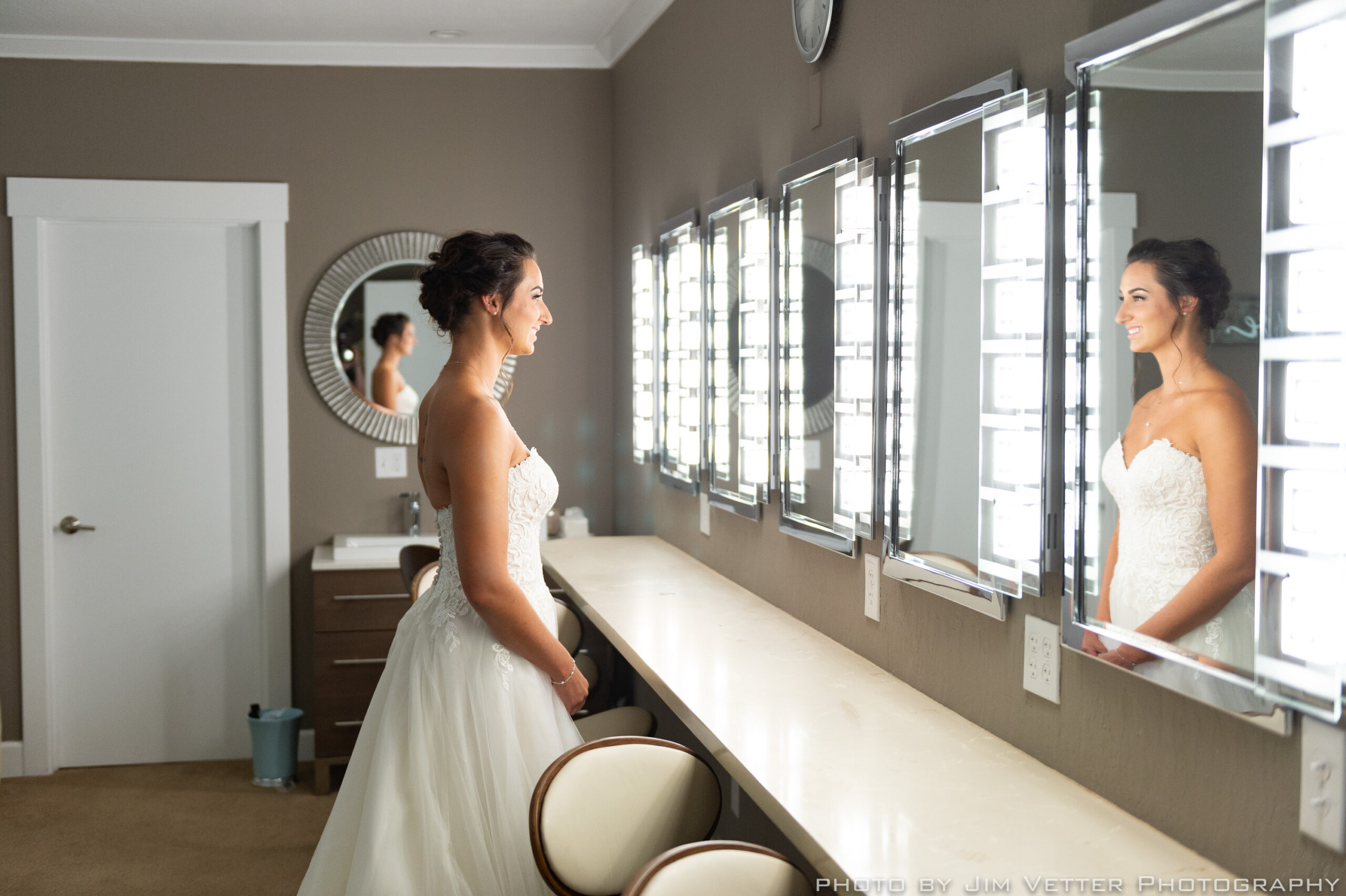 Indoor pavilion ceremony setup for winter wedding